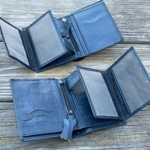 Blue Wallet Lot of 2 Genuine Leather Card Holder Bi Fold Blue Unisex Wallet